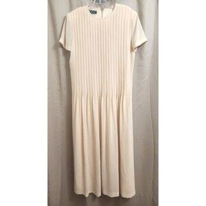 Vintage Cynthia Howie Maggy Boutique Midi Dress Yellow Womens 8 Pleated Front